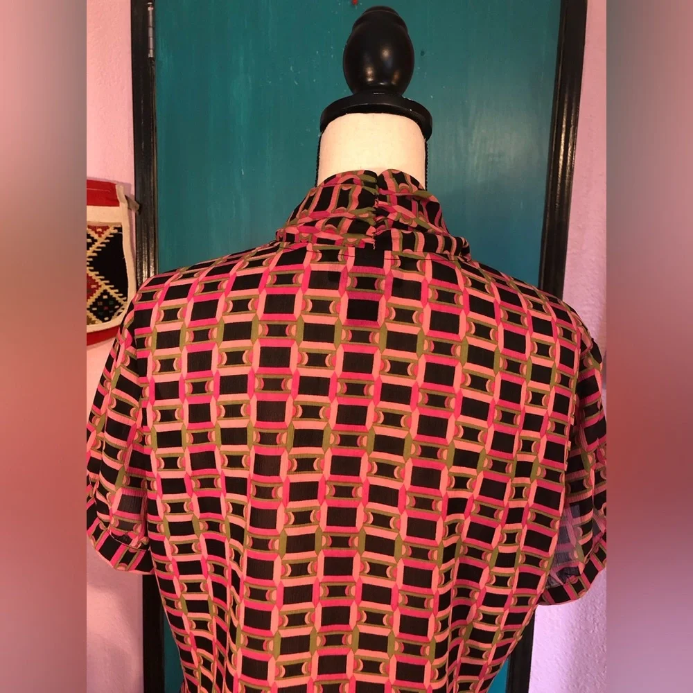 Vintage Art Deco Lavalliere Blouse Size L 🖤 - Picture 14 of 16